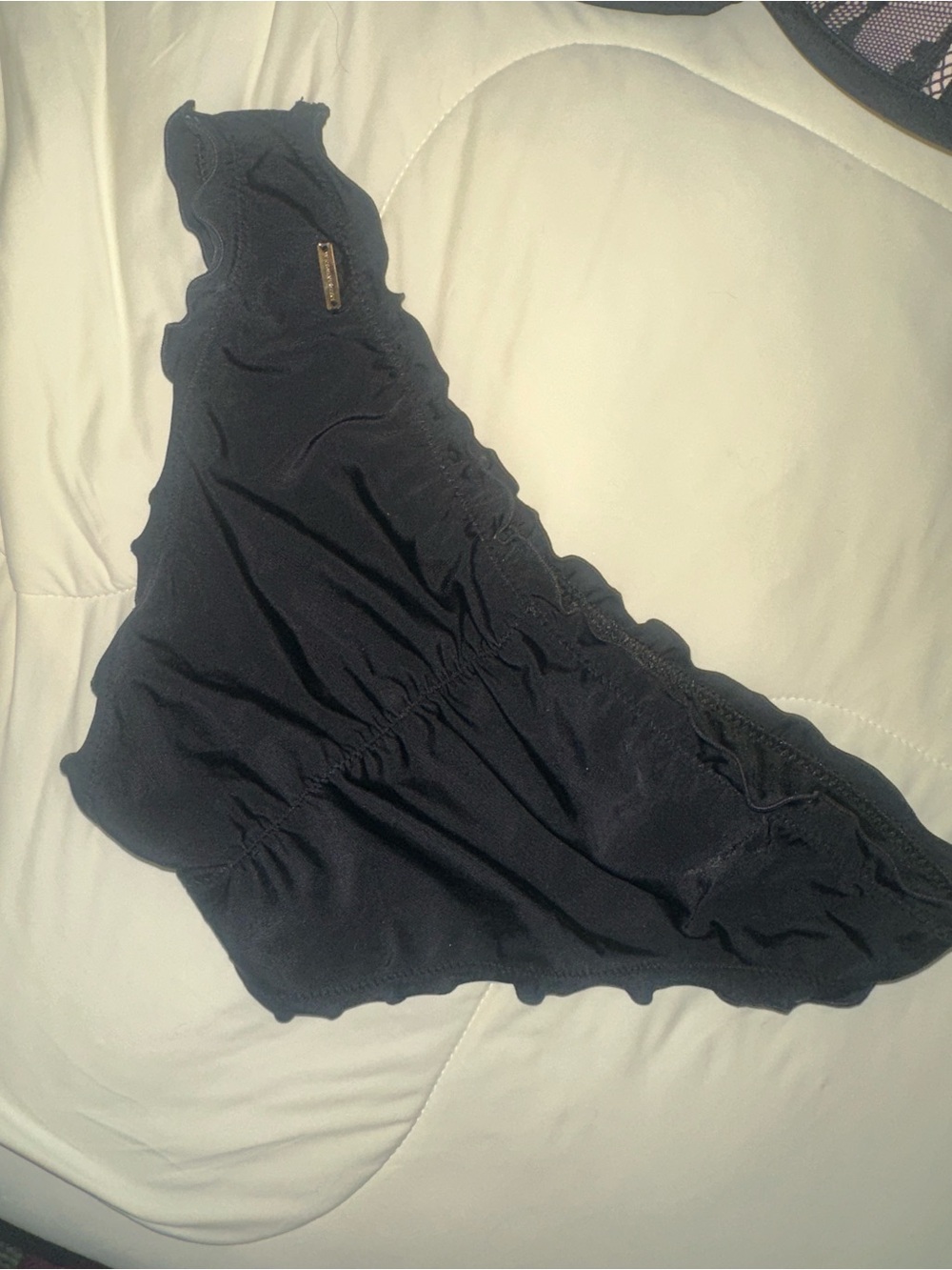 Victoria’s Secret “the ruffle cheeky” black swim size small